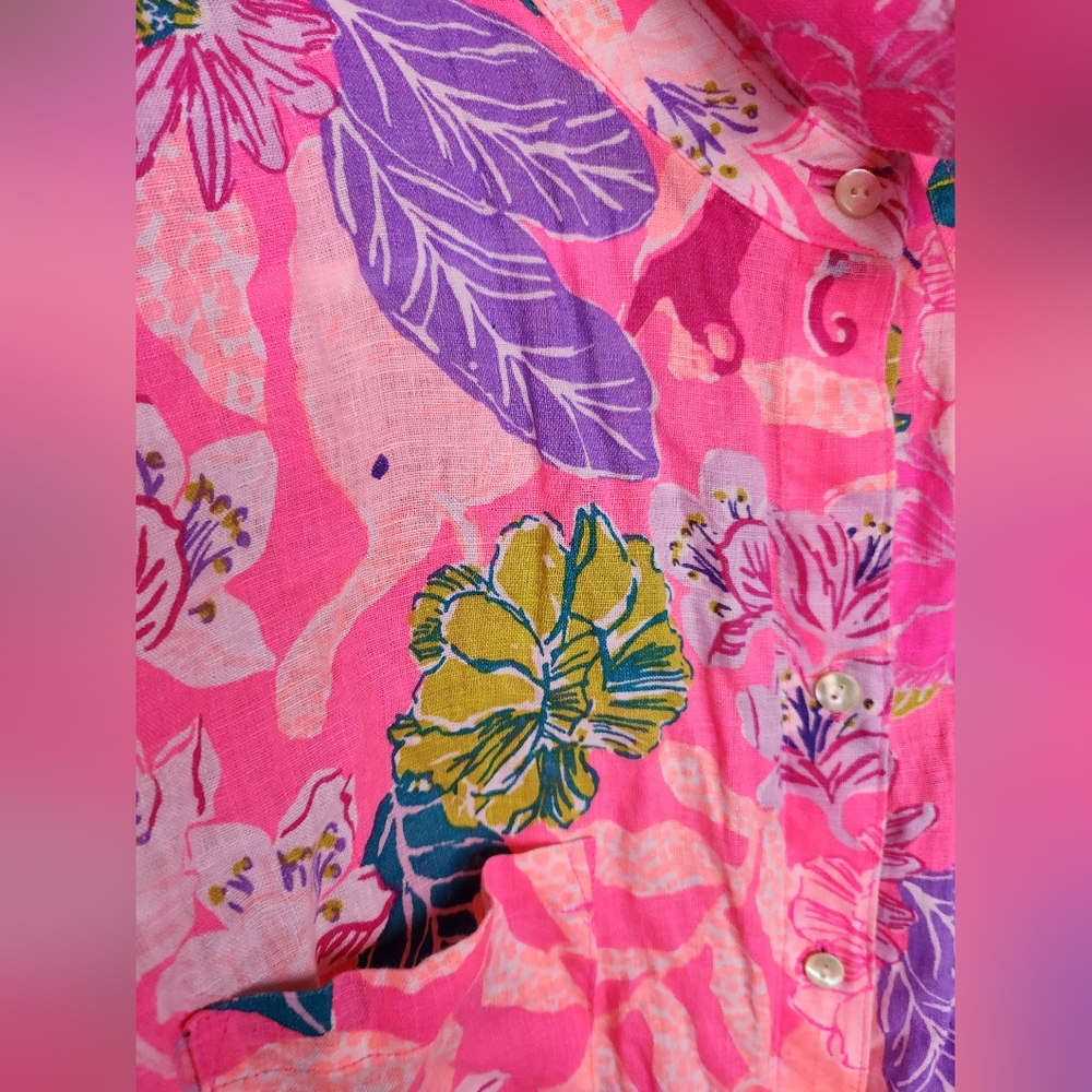 Lilly Pulitzer Large Tropical Print Long Sleeve Shirt